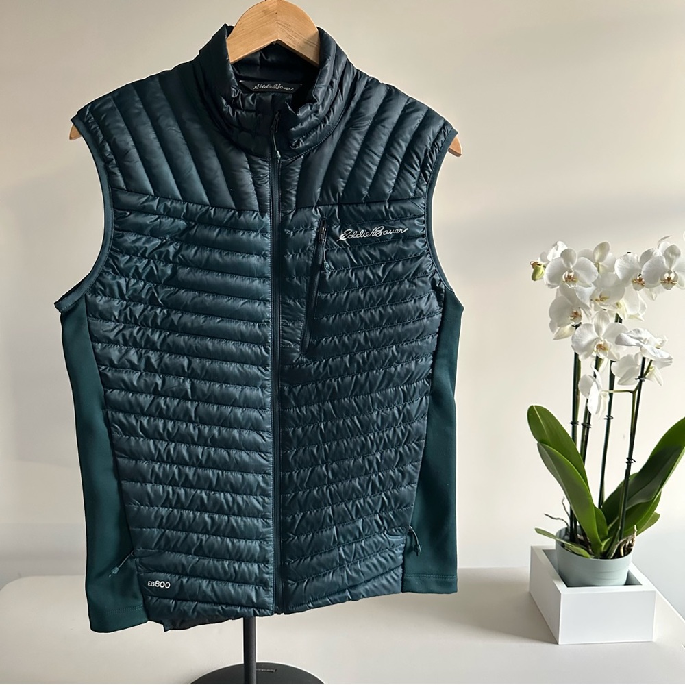 Eddie Bauer Men's MicroTherm® Packable Down Vest • small • emerald green